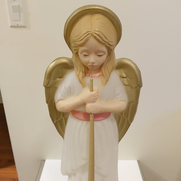Vintage TPI 34" Large Blow Molded Christmas Angel with Horn Nativity Lamp - Picture 7 of 12